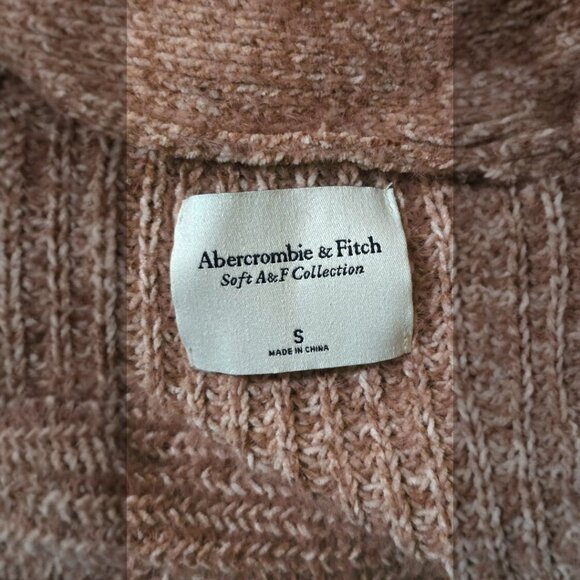 Abercrombie and Fitch Ribbed Cropped Pink V-neck Sweater Cardigan Size S - Picture 4 of 5